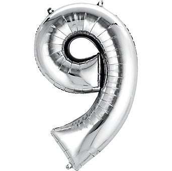 Ballon Mylar Supershape - Nombre 9 Argent Party Shop