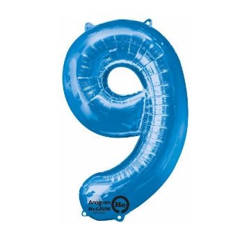 Ballon Mylar Supershape - Nombre 9 Bleu Party Shop