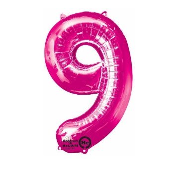 Ballon Mylar Supershape - Nombre 9 Magenta Party Shop