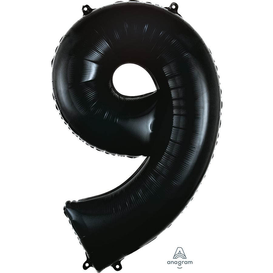 Ballon Mylar Supershape - Nombre 9 Noir Party Shop