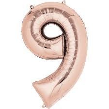 Ballon Mylar Supershape - Nombre 9 Rose Gold Party Shop