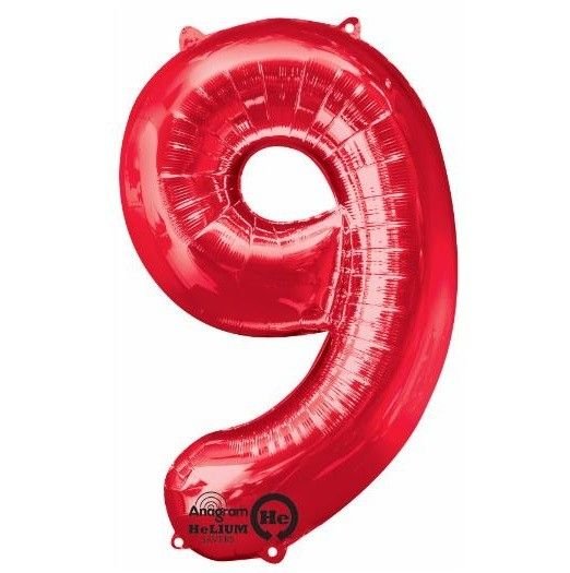 Ballon Mylar Supershape - Nombre 9 Rouge Party Shop