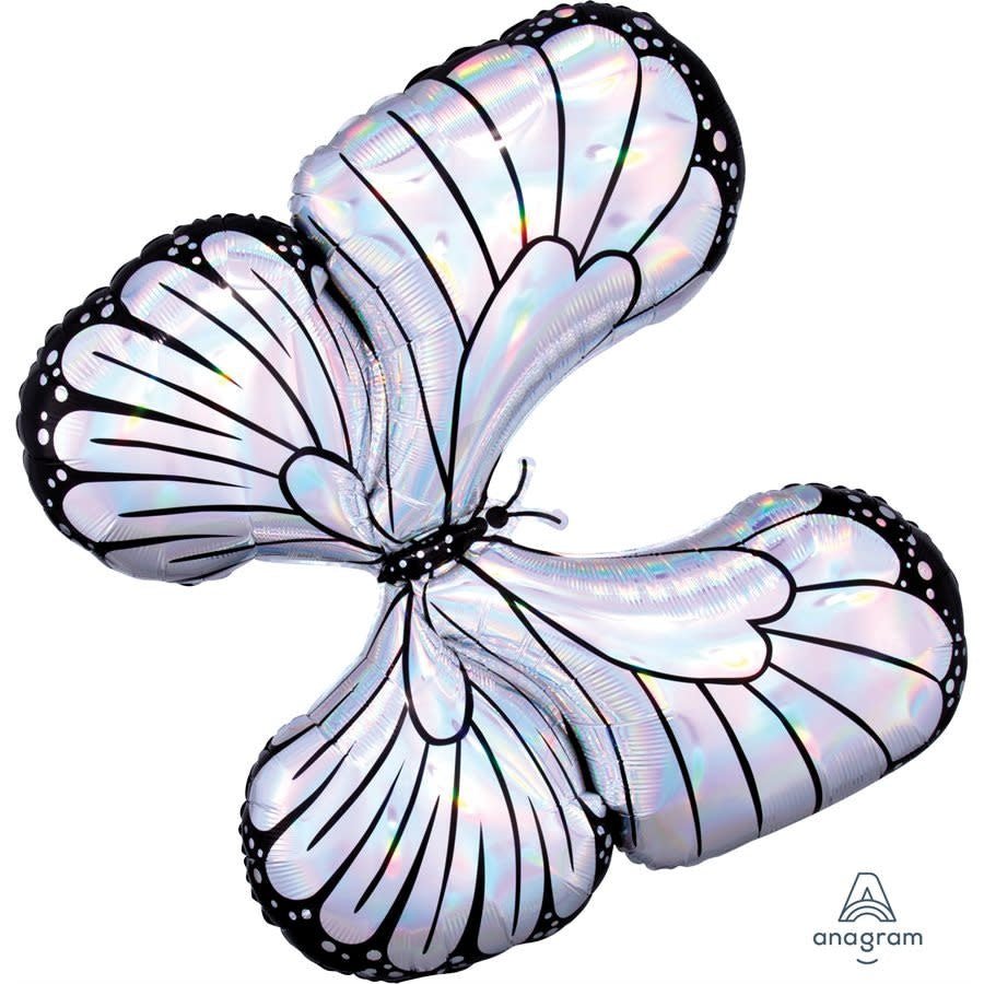 Ballon Mylar Supershape - Papillon Argent Holographique Party Shop