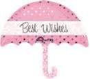 Ballon Mylar Supershape - Parapluie Rose Best Wishes Party Shop