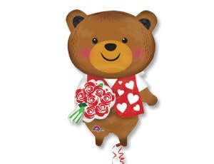 Ballon Mylar Supershape - Peluche Brune Fleur Et Coeur Party Shop