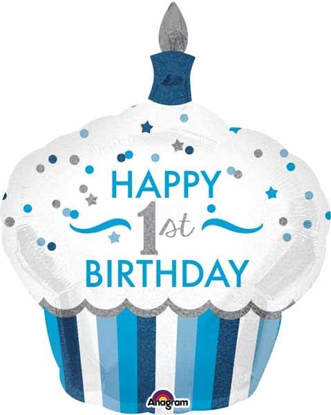 Ballon Mylar Supershape - Petit Gateau Bleu 1 An Party Shop