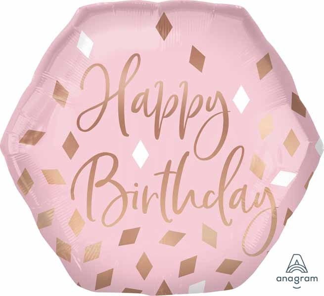 Ballon Mylar Supershape - Rose Et Doré (Happy Birthday) Party Shop