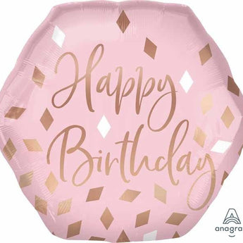 Ballon Mylar Supershape - Rose Et Doré (Happy Birthday) Party Shop