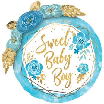 Ballon Mylar Supershape - Sweet Baby Boy Floral Party Shop