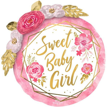 Ballon Mylar Supershape - Sweet Baby Girl Floral Party Shop