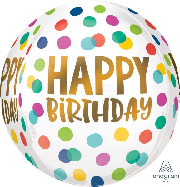 Ballon Orb - Happy Birthday A Pois Party Shop