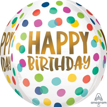 Ballon Orb - Happy Birthday A Pois Party Shop