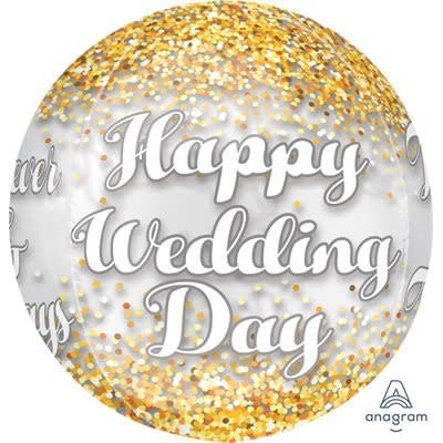 Ballon Orbz - Avec Confettis - Happy Wedding Day Party Shop