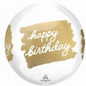 Anagram - Ballon Orbz - Happy Birthday - Blanc Et Or - Party Shop