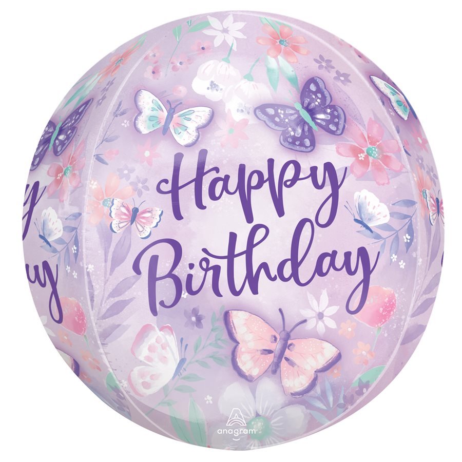 Ballon Orbz - Happy Birthday Papillons Party Shop