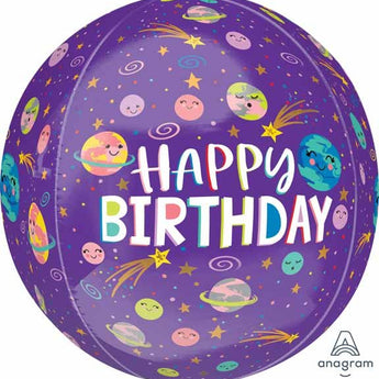 Ballon Orbz - Happy Birthday - Planet - Party Shop