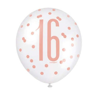 Ballons En Latex (6) - 16 Ans Rosegold Party Shop