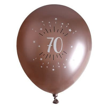 Ballons Latex 12" Rose Gold (6) - 70 Ans - Party Shop