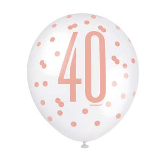 Ballons Latex (6) - 40 Ans Rosegold - Party Shop