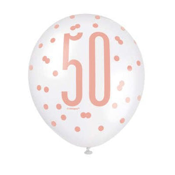 Ballons Latex (6) - 50 Ans Rosegold - Party Shop