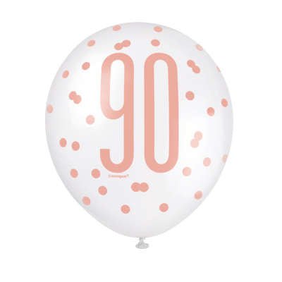 Ballons Latex (6) - 90 Ans RosegoldParty Shop