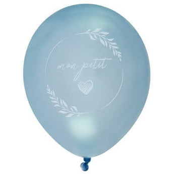 Ballons Latex 9" Baptême Nacré Ciel (8) - Party Shop