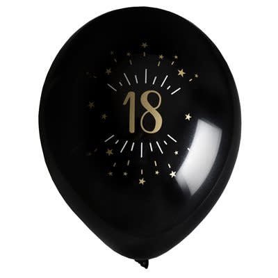 Ballons Latex 9" Or Noir (8) - 18 Ans Party Shop