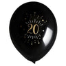 Santex - Ballons Latex 9" Or Noir (8) - 20 Ans - Party Shop