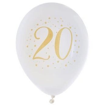Ballons Latex 9Po Or 20 Ans (8) - Party Shop
