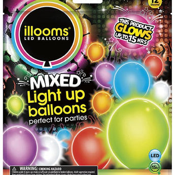 Ballons Lumineux En Latex (12) Assortis Party Shop