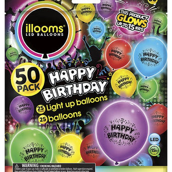 Ballons Lumineux En Latex (50) - Happy Birthday Party Shop