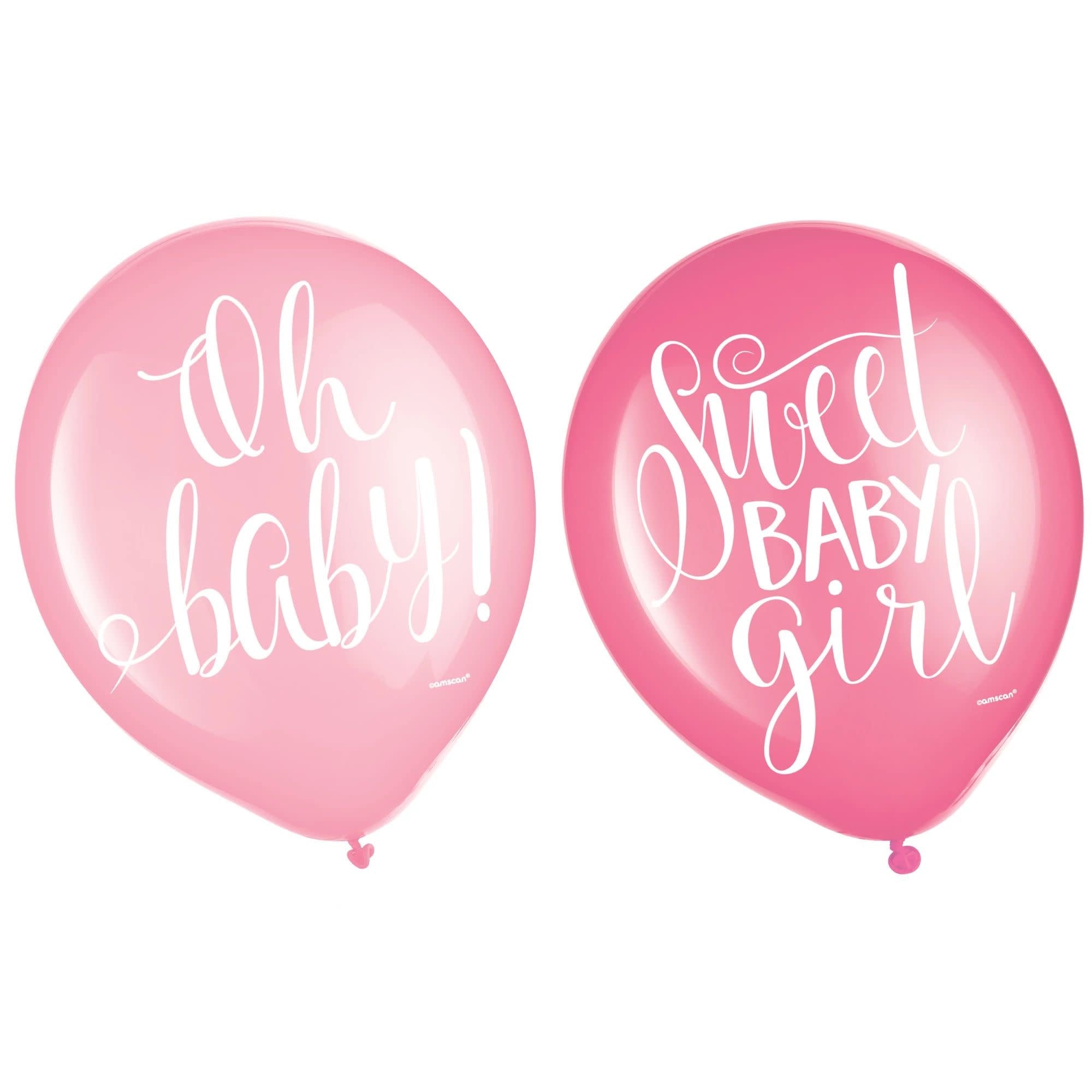 Ballons Oh Baby Latex 12'' (15) - Sweet Baby Girl Party Shop