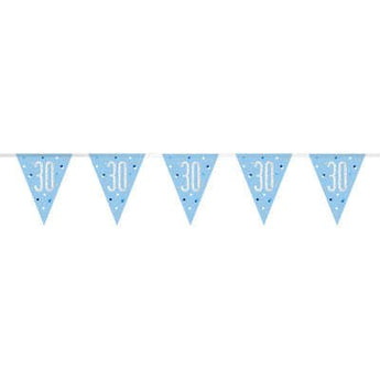 Bannière Fanions Bleu Et Argent 9Pi- 30 Ans - Party Shop