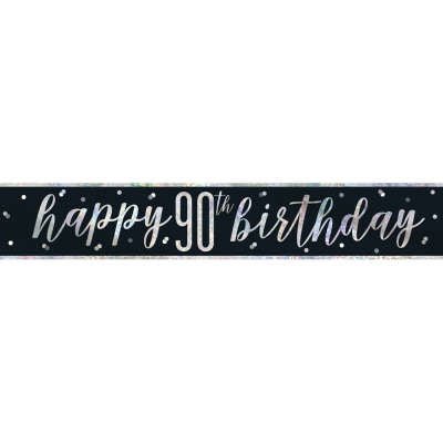 Bannière "Happy 90Th Birthday" Noir - Party Shop