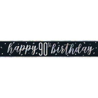 Bannière "Happy 90Th Birthday" Noir - Party Shop