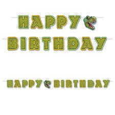 Bannière Happy Birthday 10 Pi - Dinosaure Party Shop