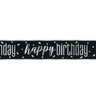 Unique - Bannière Happy Birthday Métallique Noir Argent 12' - Party Shop
