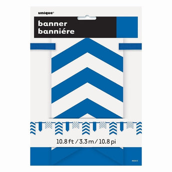 Banniere Motifs Chevrons Bleu & Blanc Party Shop