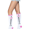 Leg Avenue - Bas Genoux Blanc Et Rose "Pussy Cat" - Party Shop