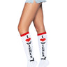 Leg Avenue - Bas Genoux Blanc Et Rouge "Wiener Dog" - Party Shop