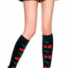 MUSIC LEGS - Bas Opaque Aux Genoux Imprimer Cerise - Party Shop