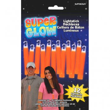 Bâtons Lumineux Avec Corde (12Pc) -  Orange - Party Shop