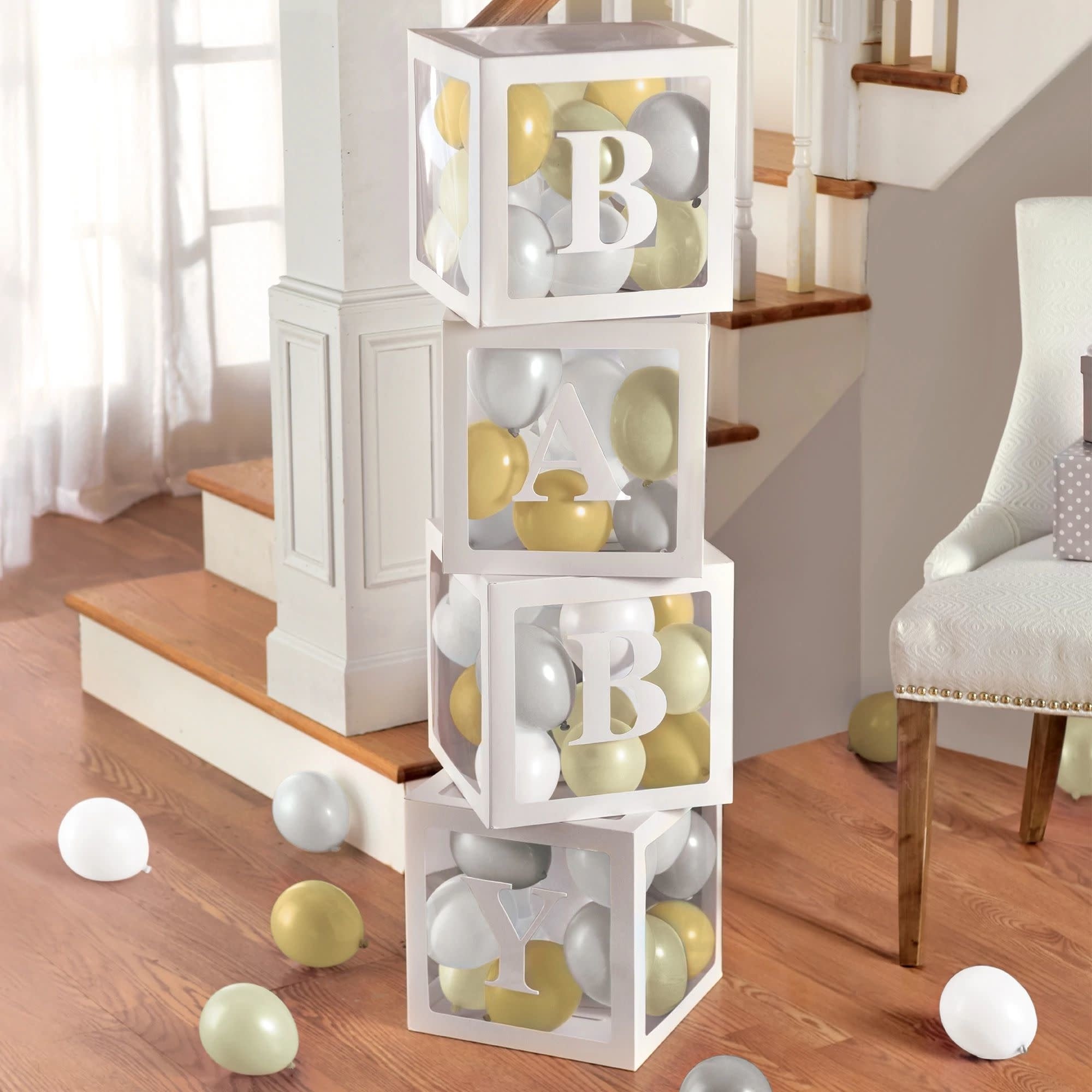 Boites Blanche (4) Baby Incluant Ballons 5'' - Shower De Bébé Party Shop