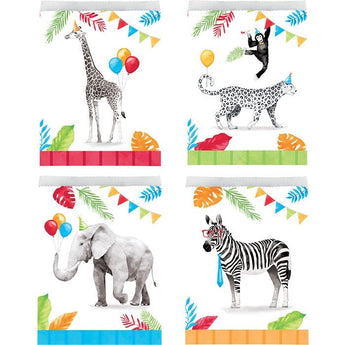 Sacs  Cadeaux (8) - Papier Party Animals  Motifs Assortis - Party Shop