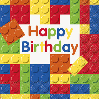 Serviettes De Table - Happy Birthday Legos - Party Shop